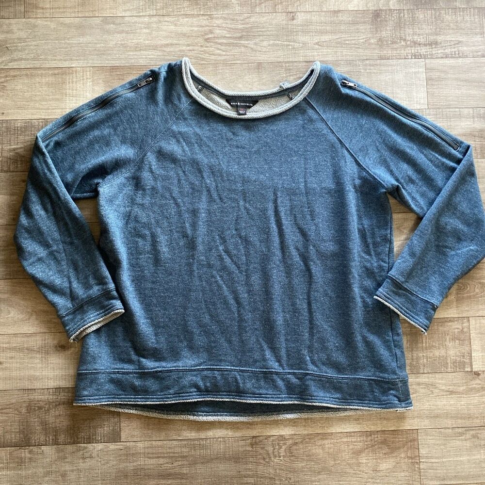 Rock & Republic Sweater Women's X-Large Blue Long Sleeve Cotton Blend Pullover